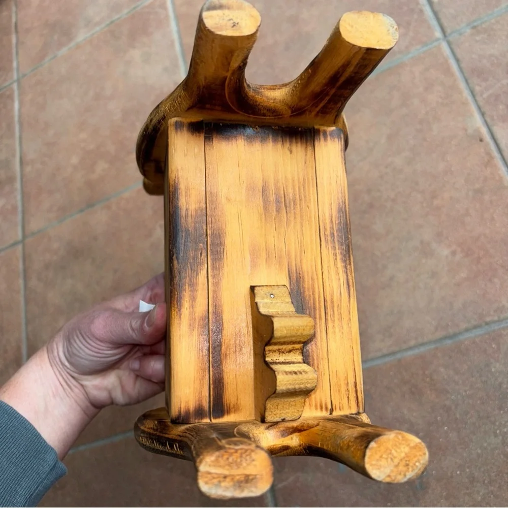 Wooden cow live stock holder hand crafted home decor storage